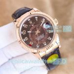 IU Factory Rolex Oyster Sky-dweller 42 9001 Watches Chocolate Arabic Leather Strap